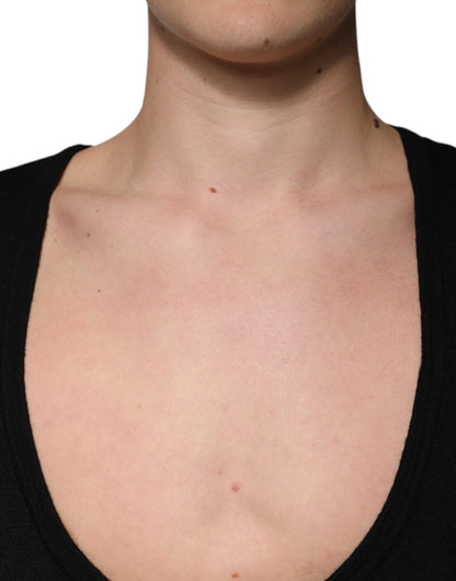Dolce &amp; Gabbana Black Wool Round Neck Pullover Sweater