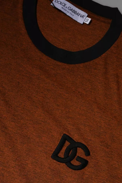 Dolce &amp; Gabbana Braunes T-Shirt aus Polyester mit Rundhalsausschnitt und DG-Logo