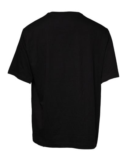 Dolce &amp; Gabbana – Schwarzes Baumwoll-T-Shirt mit Rundhalsausschnitt und Logo-Print