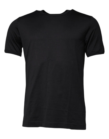 Dolce &amp; Gabbana – T-Shirt mit Rundhalsausschnitt und kurzen Ärmeln in Blau mit Krone