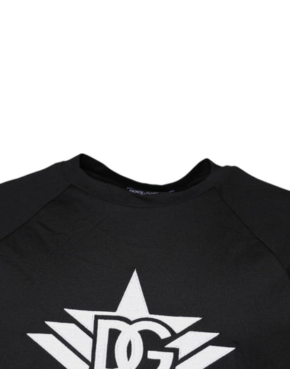 Dolce &amp; Gabbana – Schwarzes Baumwoll-T-Shirt mit Rundhalsausschnitt und Logo-Print