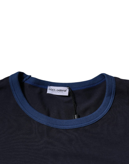 Dolce &amp; Gabbana – Blaues Unterwäsche-T-Shirt aus Baumwollstretch mit Rundhalsausschnitt