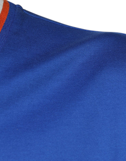 Dolce &amp; Gabbana Blue Logo V-neck Short Sleeve T-shirt