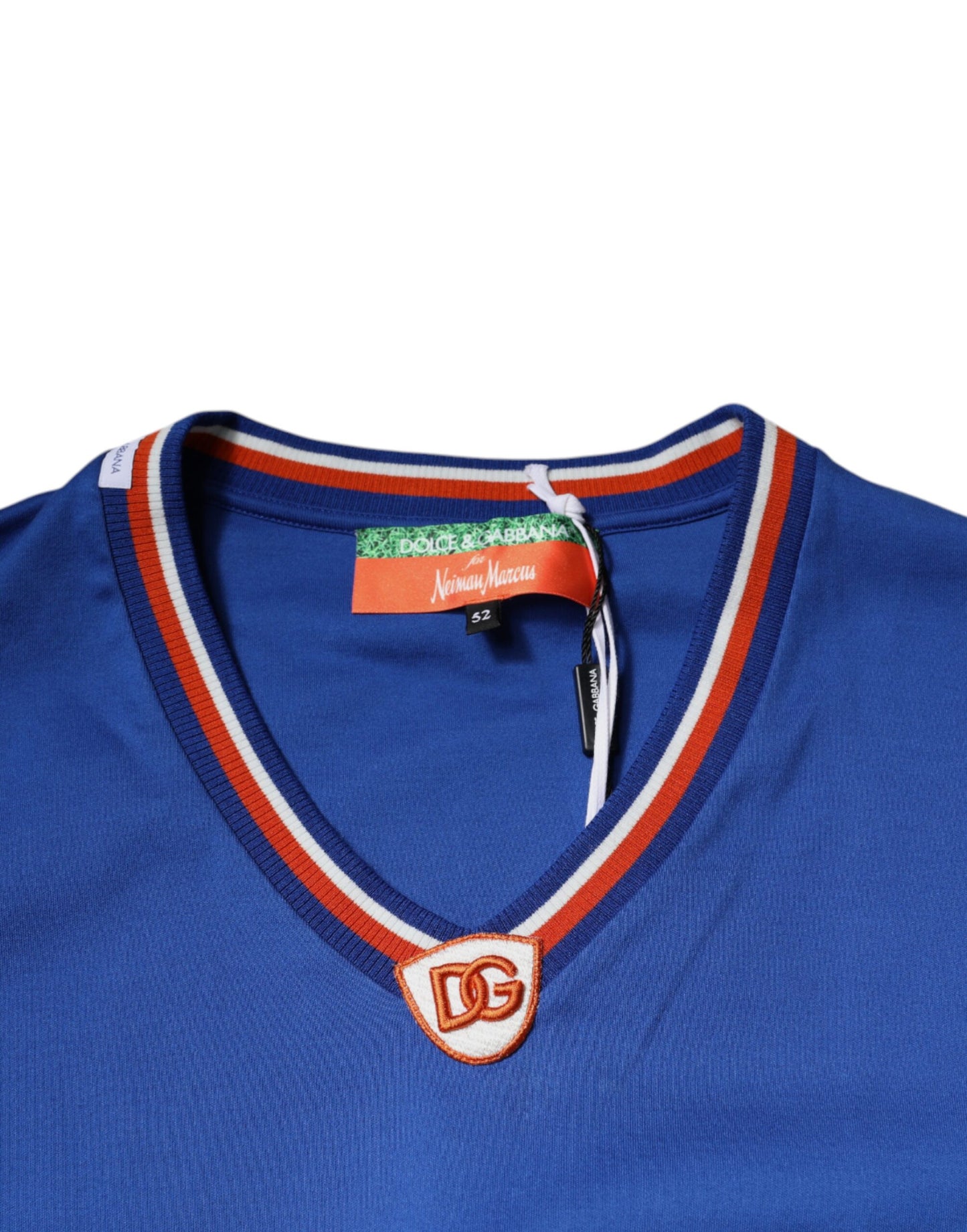 Dolce &amp; Gabbana Blue Logo V-neck Short Sleeve T-shirt