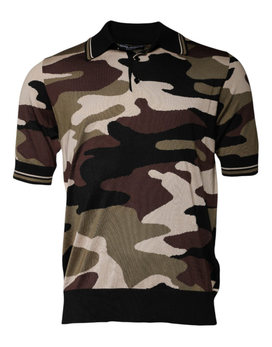 Dolce &amp; Gabbana Multicolor Camouflage Collared Polo T-shirt