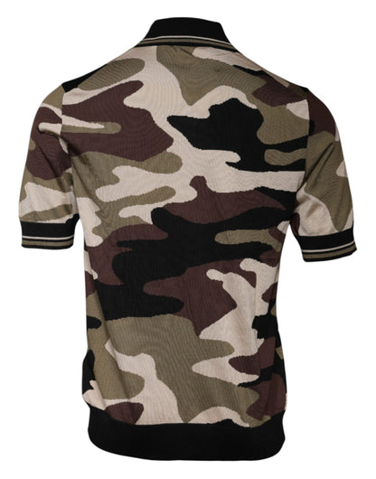 Dolce &amp; Gabbana Multicolor Camouflage Collared Polo T-shirt
