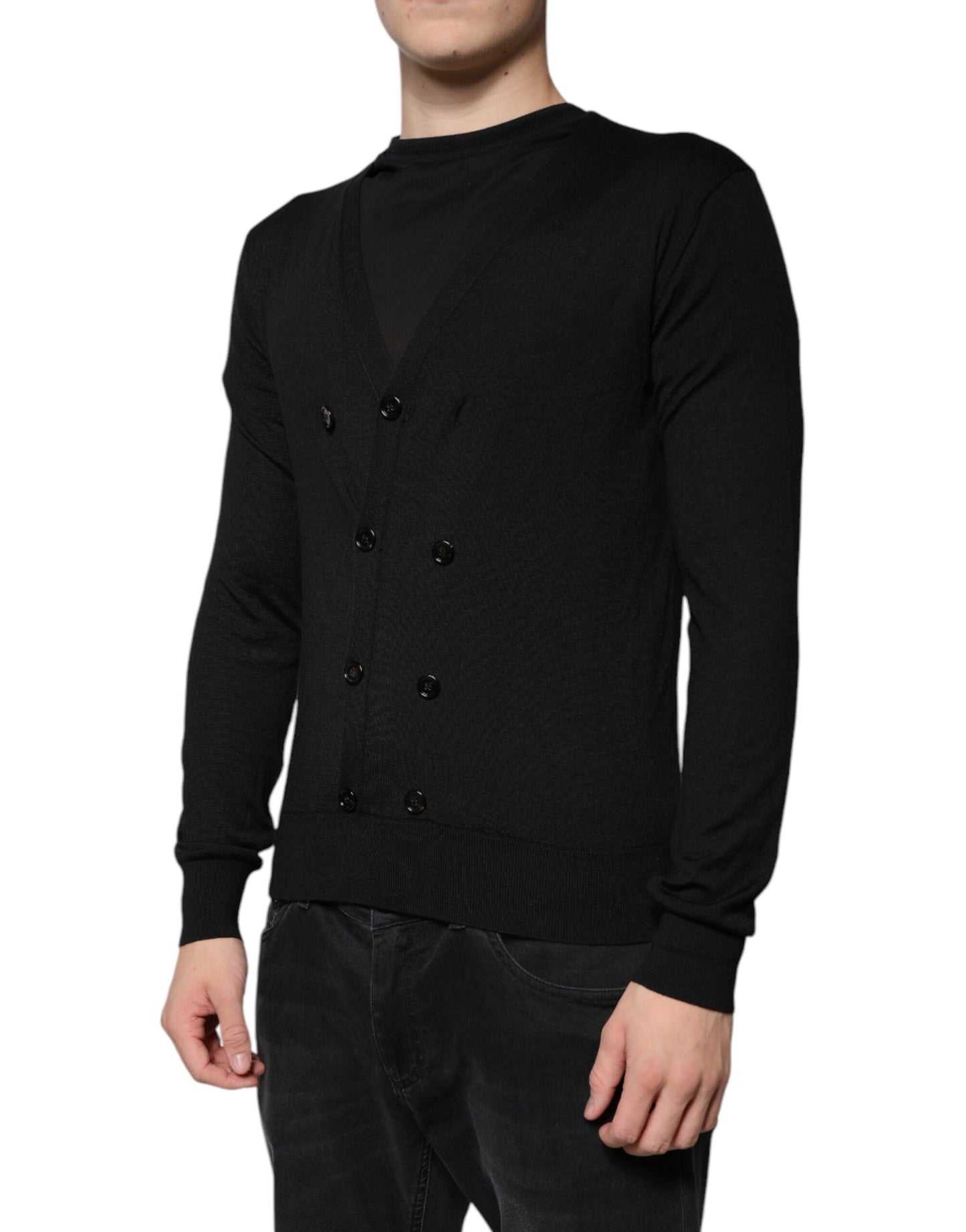 Dolce &amp; Gabbana Black Cashmere Button Down Cardigan Sweater