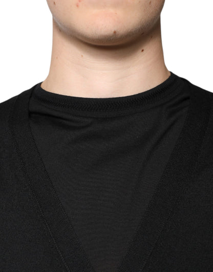 Dolce &amp; Gabbana Black Cashmere Button Down Cardigan Sweater