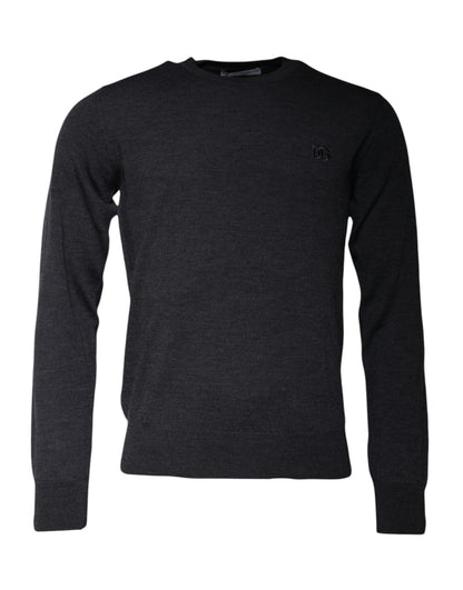 Dolce &amp; Gabbana Dark Gray DG Logo Crew Neck Pullover Sweater