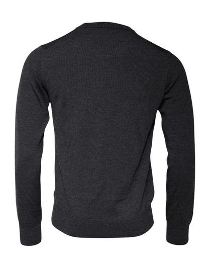 Dolce &amp; Gabbana Dark Gray DG Logo Crew Neck Pullover Sweater