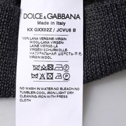 Dolce &amp; Gabbana Dark Gray DG Logo Crew Neck Pullover Sweater