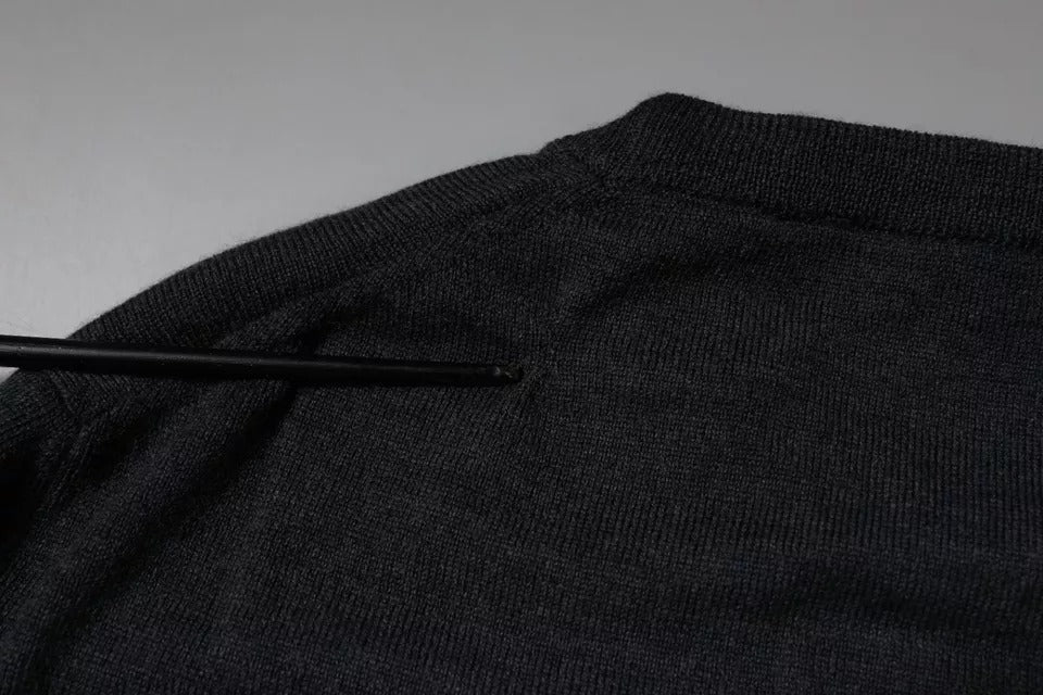 Dolce &amp; Gabbana Dark Gray DG Logo Crew Neck Pullover Sweater