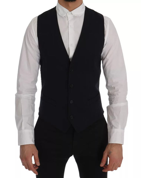 Dolce &amp; Gabbana Blaue Weste Wollstretch STAFF Cardigan