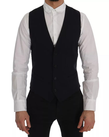 Dolce &amp; Gabbana Blaue Weste Wollstretch STAFF Cardigan