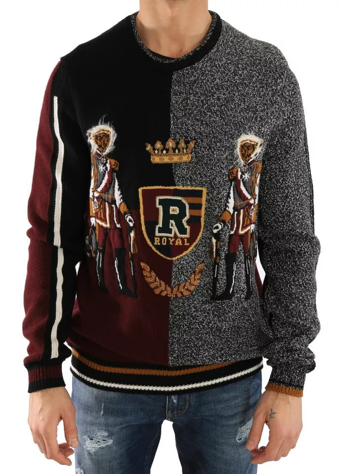Dolce &amp; Gabbana Multicolor KING Knight Monkey Knitted Cashmere Wool Sweater