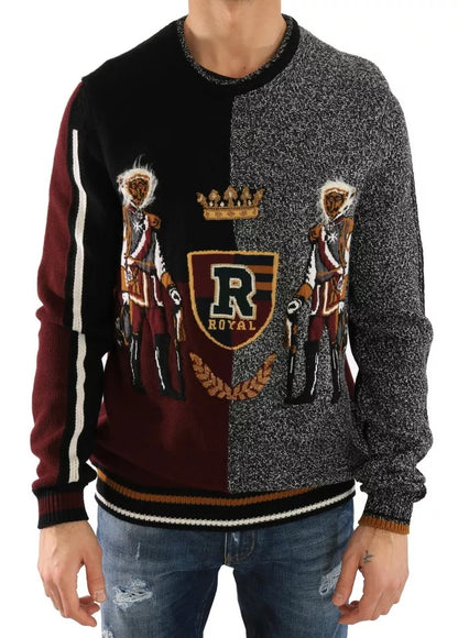 Dolce &amp; Gabbana Multicolor KING Knight Monkey Knitted Cashmere Wool Sweater