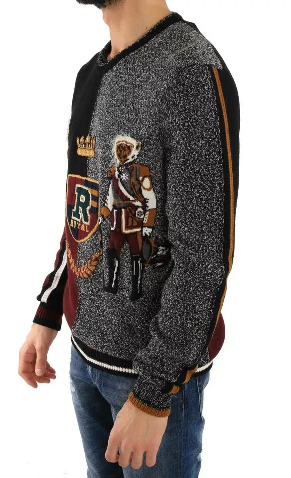 Dolce &amp; Gabbana Multicolor KING Knight Monkey Knitted Cashmere Wool Sweater