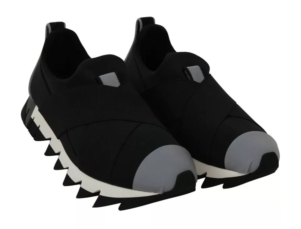 Dolce &amp; Gabbana – Schwarze Hai-Sneaker aus Neopren mit Stretch