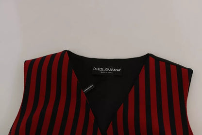 Dolce &amp; Gabbana Red Black Stripe Vest Waistcoat Blouse Top