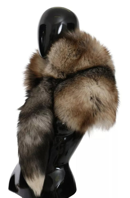 Dolce &amp; Gabbana Brauner Fuchsschwanz-Pelzschal, Halstuch, Kragenschal