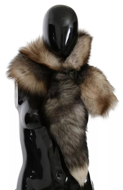 Dolce &amp; Gabbana Brauner Fuchsschwanz-Pelzschal, Halstuch, Kragenschal