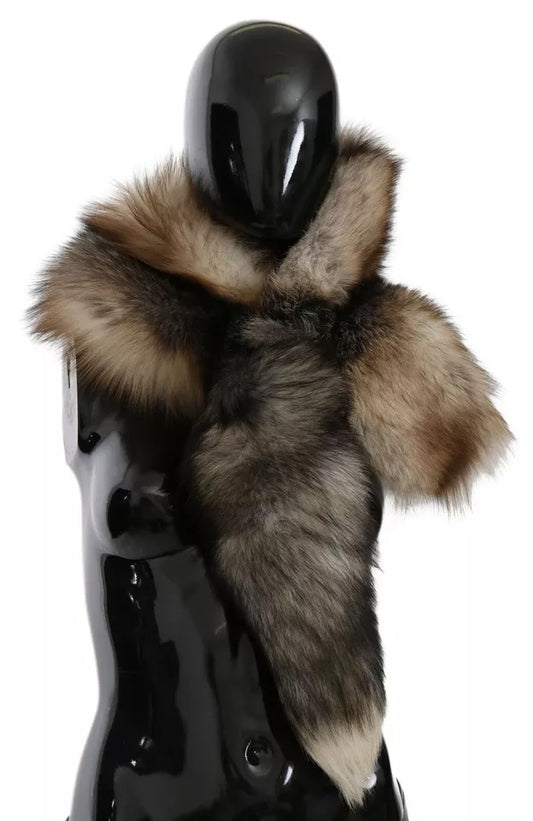 Dolce &amp; Gabbana Brauner Fuchsschwanz-Pelzschal, Halstuch, Kragenschal