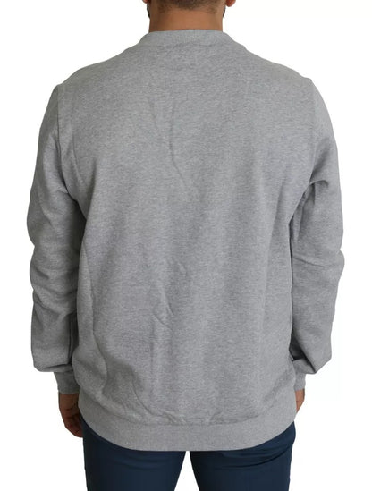Dolce &amp; Gabbana Grauer Pullover aus Baumwolle mit Crown King-Print