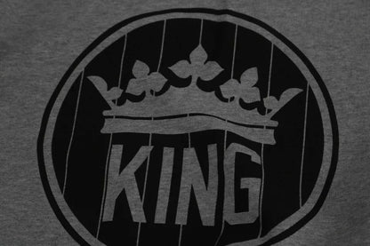 Dolce &amp; Gabbana Grauer Pullover aus Baumwolle mit Crown King-Print