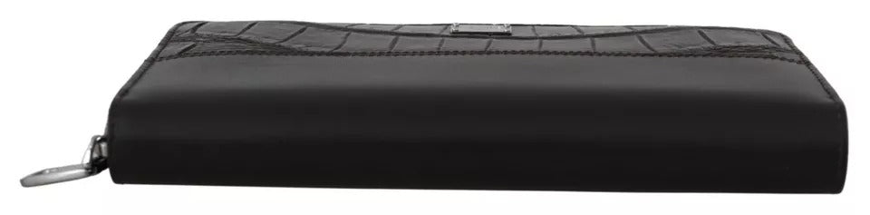 Dolce &amp; Gabbana Brown Exotic Leather Zip Around Continental Clutch Wallet