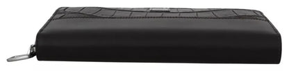 Dolce &amp; Gabbana Brown Exotic Leather Zip Around Continental Clutch Wallet