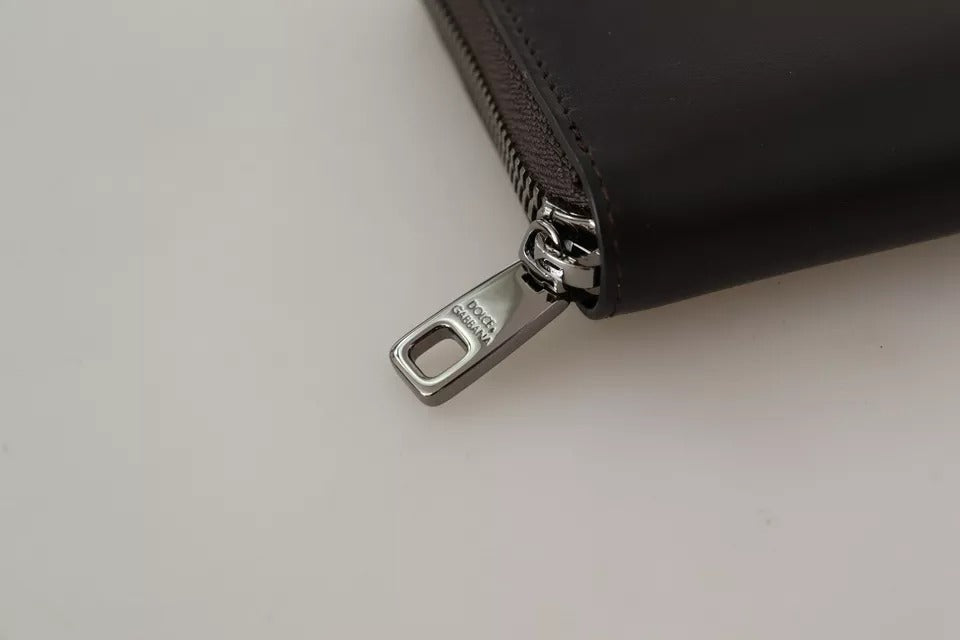 Dolce &amp; Gabbana Brown Exotic Leather Zip Around Continental Clutch Wallet