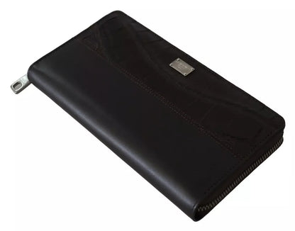 Dolce &amp; Gabbana Brown Exotic Leather Zip Around Continental Clutch Wallet