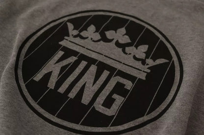 Dolce &amp; Gabbana Grauer Pullover aus Baumwolle mit Kronenkönig