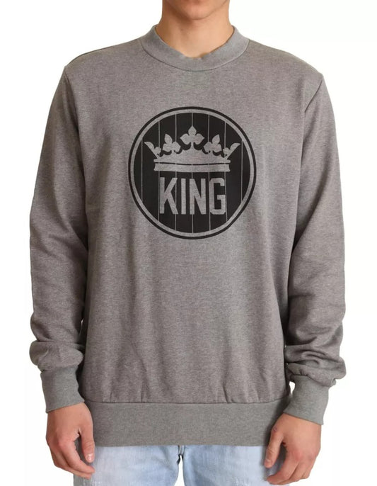 Dolce &amp; Gabbana Grauer Pullover aus Baumwolle mit Kronenkönig
