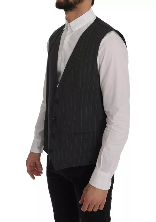 Dolce &amp; Gabbana Gray Wool Stretch Gilet Waistcoat Vest