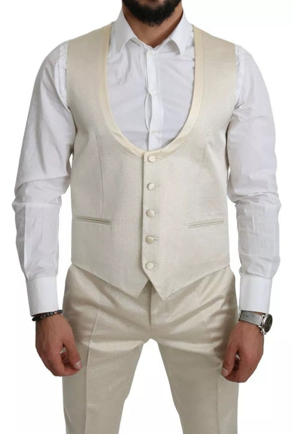 Dolce &amp; Gabbana Beige Wool Crème 3 Piece SICILIA Shawl Suit