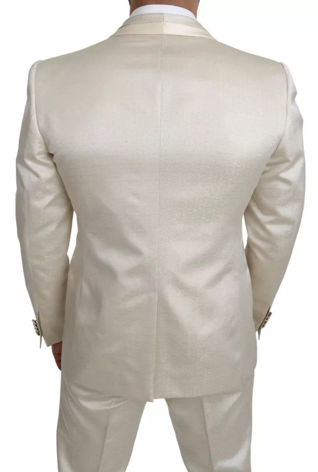 Dolce &amp; Gabbana Beige Wool Crème 3 Piece SICILIA Shawl Suit