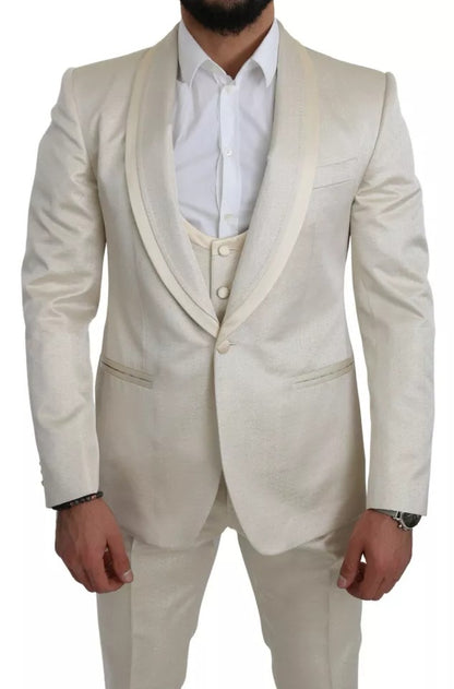 Dolce &amp; Gabbana Beige Wool Crème 3 Piece SICILIA Shawl Suit