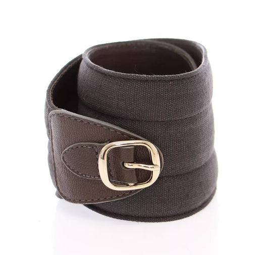 Dolce &amp; Gabbana Brauner D&amp;G-Logogürtel aus Leder und Leinen
