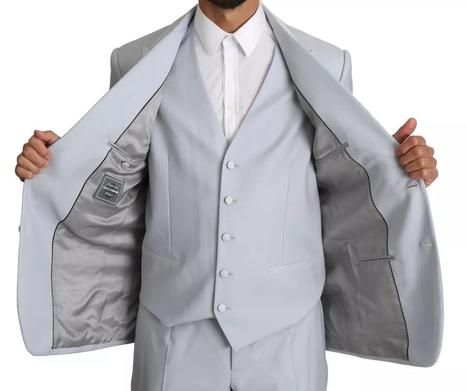 Dolce &amp; Gabbana Light Blue SICILIA Wool 3 Piece Suit