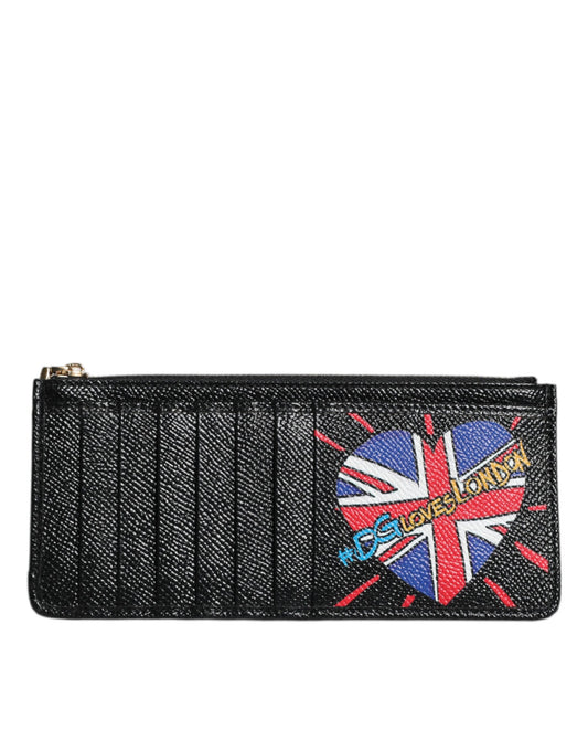 Dolce &amp; Gabbana Black Leather #DGLovesLondon Cardholder Case Wallet