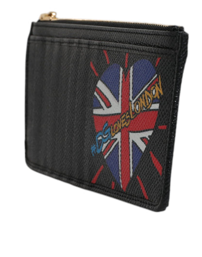 Dolce &amp; Gabbana Black Leather #DGLovesLondon Cardholder Case Wallet