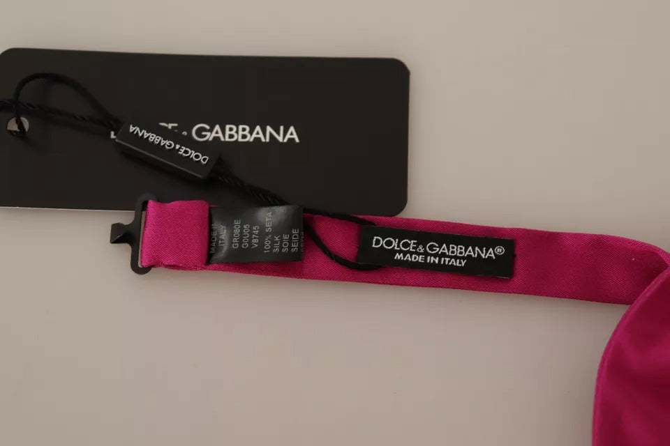 Dolce &amp; Gabbana – Rosafarbene, verstellbare Fliege aus 100 % Seide für Herren