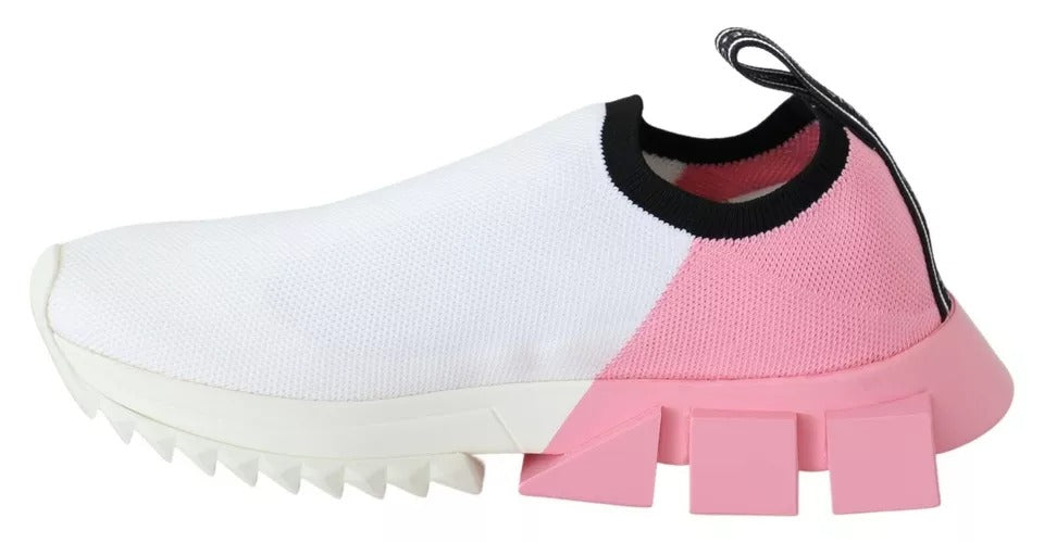 Dolce &amp; Gabbana Rosa Weiß Logo Sorrento Sneakers Schuhe