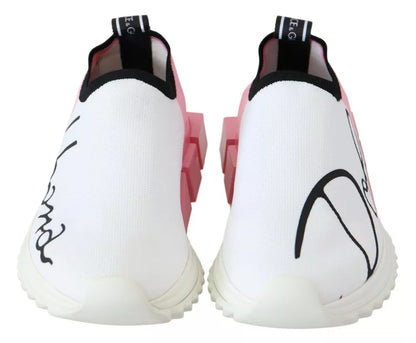 Dolce &amp; Gabbana Rosa Weiß Logo Sorrento Sneakers Schuhe