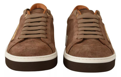 Dolce &amp; Gabbana – Niedrige Sneakers aus Wildleder in Braun mit Logo Herren Schuhe