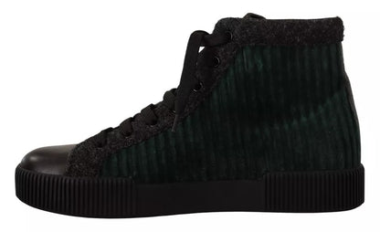 Dolce &amp; Gabbana Grüne Cord High Tops Sneakers Herren Freizeitschuhe