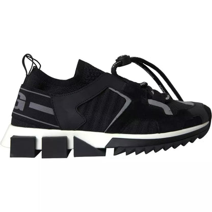 Dolce &amp; Gabbana Schwarz Weiß Logo Sorrento Herren Sneakers Schuhe