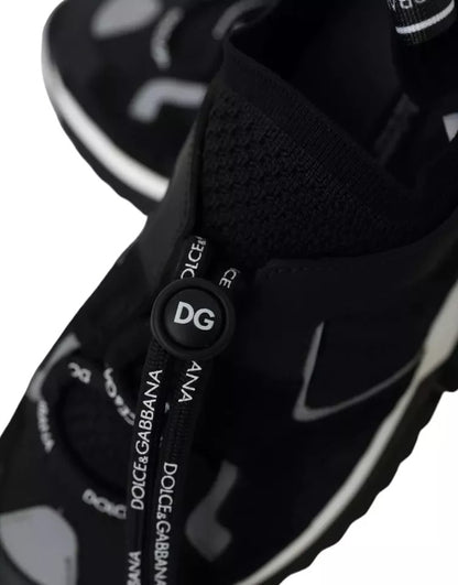 Dolce &amp; Gabbana Schwarz Weiß Logo Sorrento Herren Sneakers Schuhe