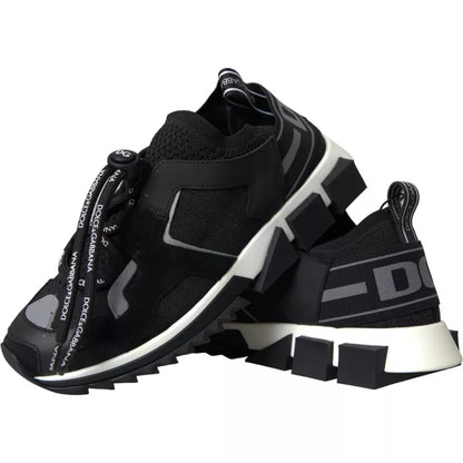 Dolce &amp; Gabbana Schwarz Weiß Logo Sorrento Herren Sneakers Schuhe